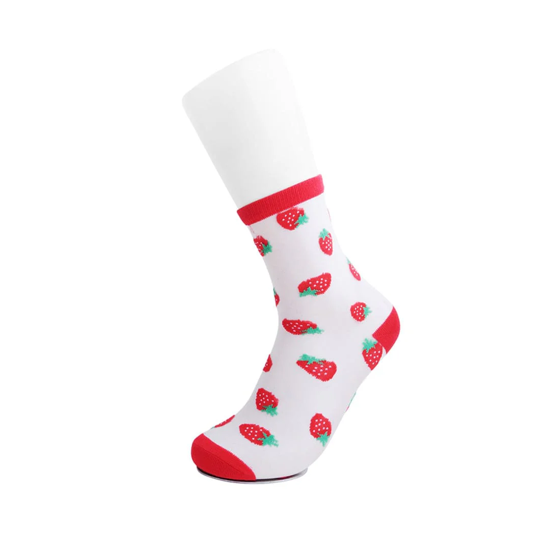 Crew Sock Red Strawberry Mesh Women's