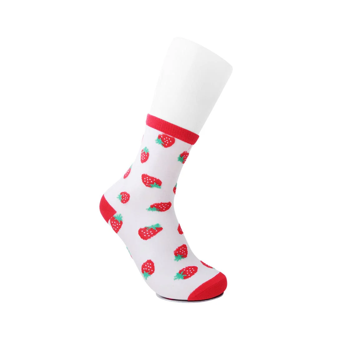 Crew Sock Red Strawberry Mesh Women's - Image 2
