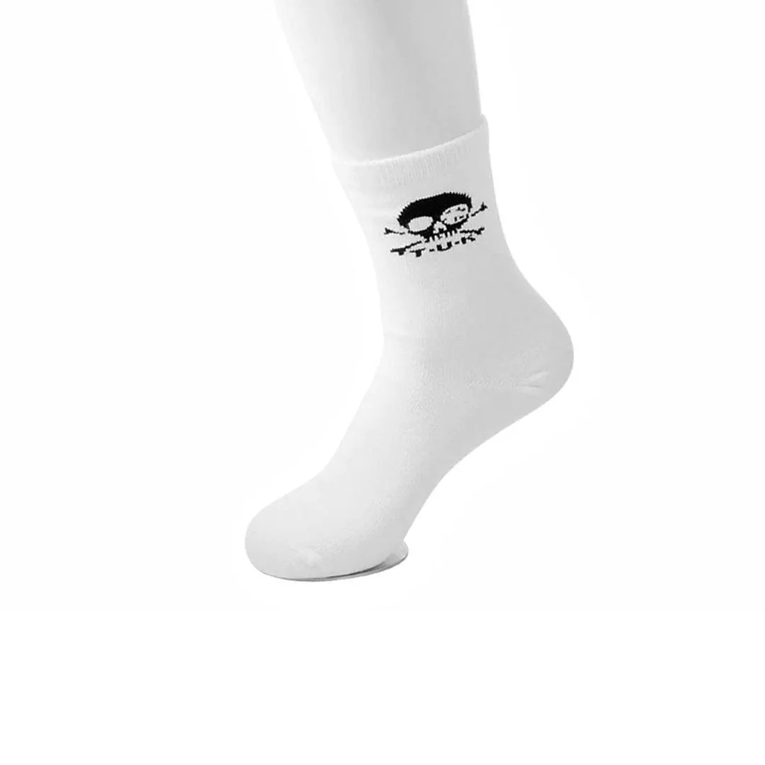 Crew Sock White T.U.K. Skull