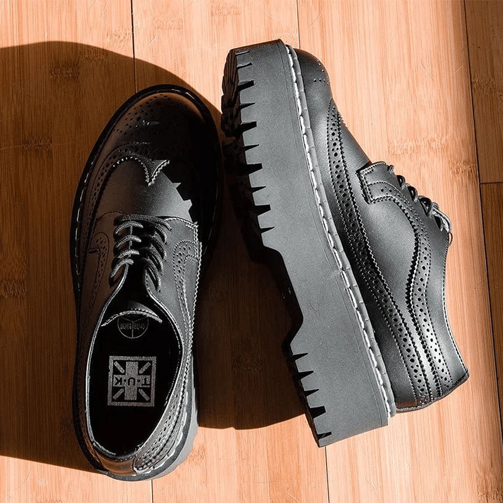 Double Decker Brogue Lace Up Black TUKskin™ - Image 2