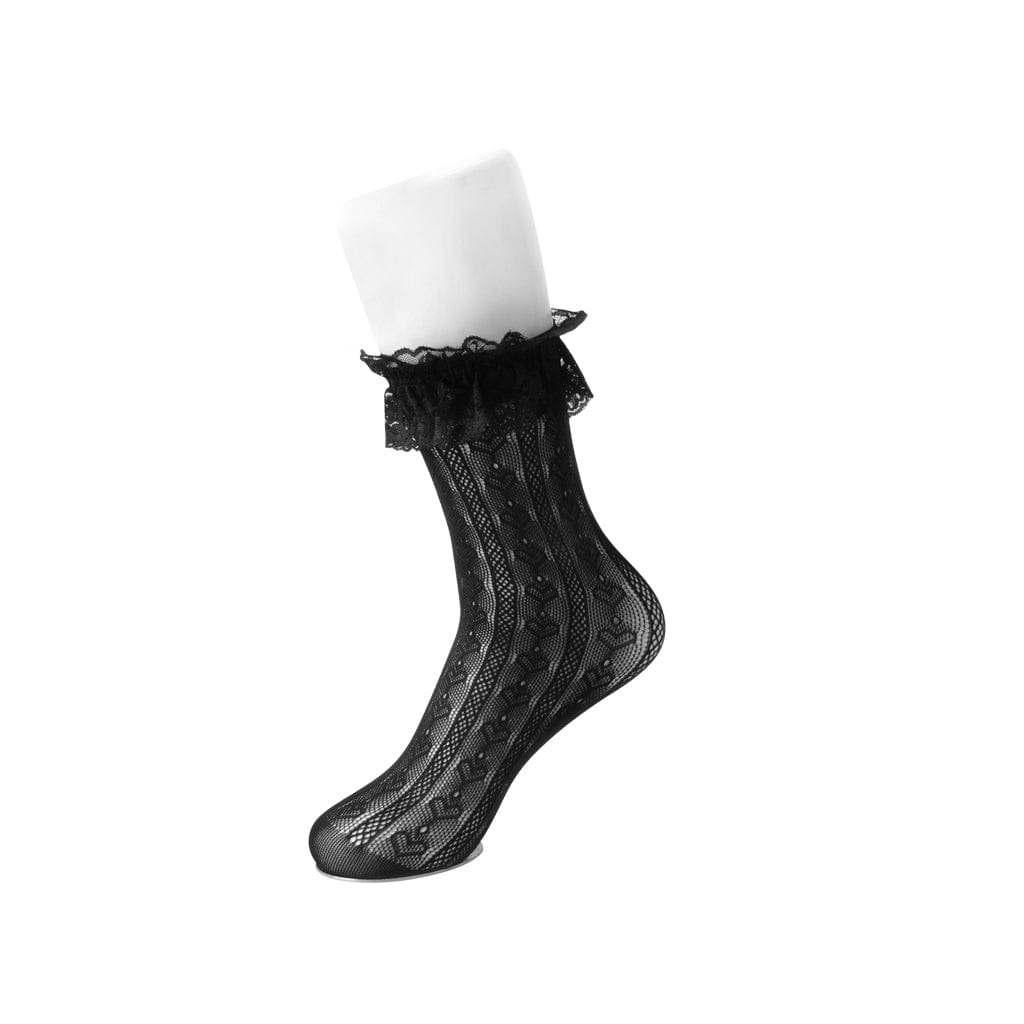 Crew Sock Black Heart Lace Women's