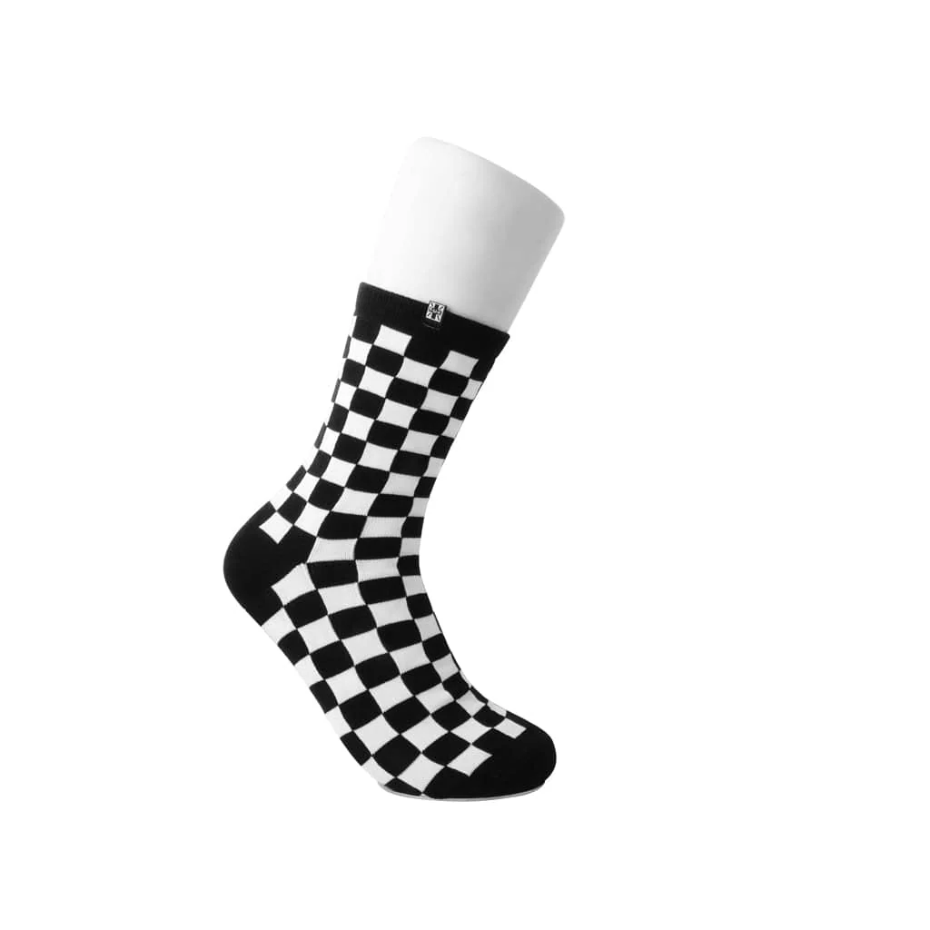 Crew Sock Black & White Checker - Image 2