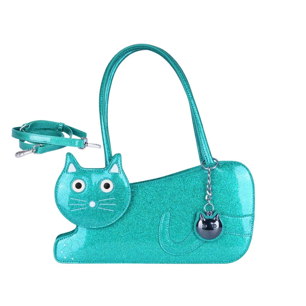 Kitty Handbag Teal Glitter