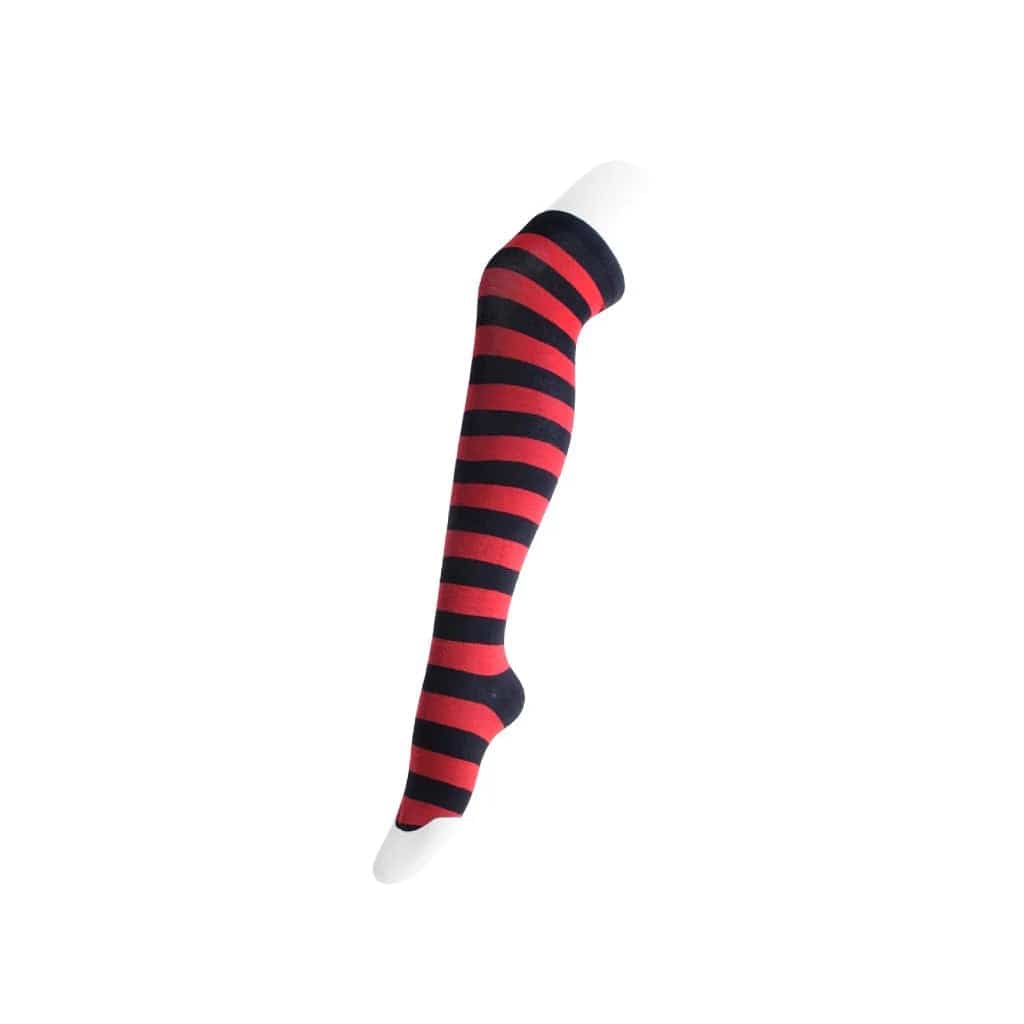 Thigh High Red & Black Striped Sock Women's
