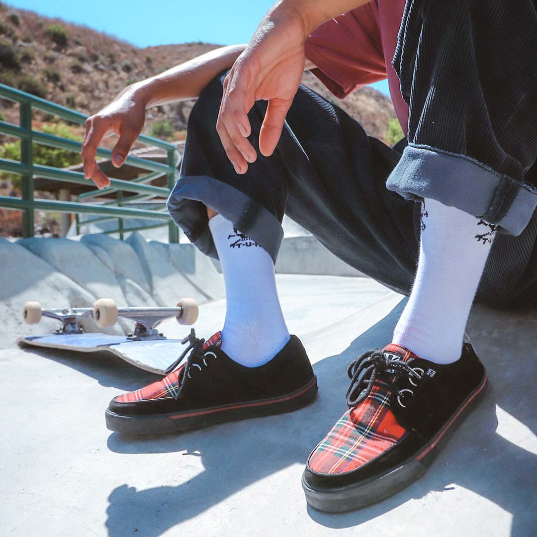 Creeper Sneaker Black & Tartan Vegan Suede - Image 2