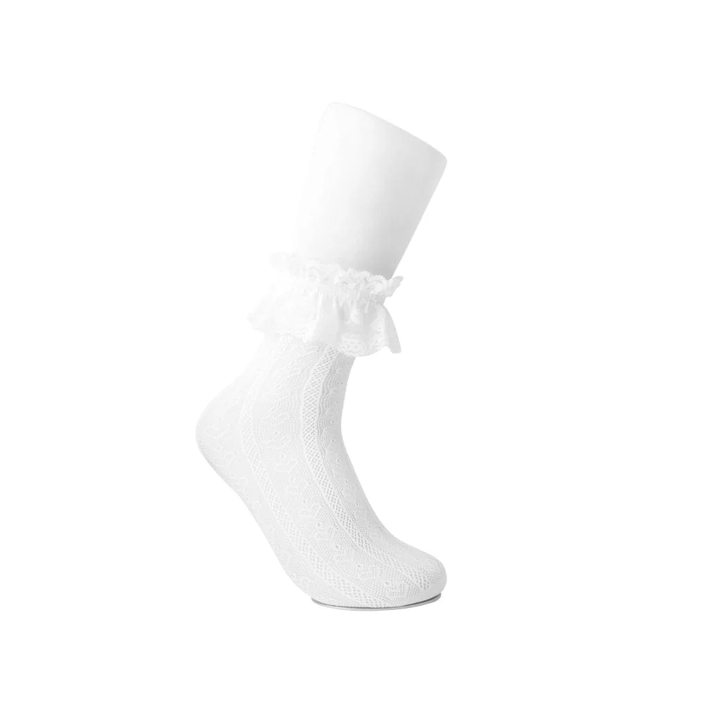Crew Sock White Heart Lace Women's - Image 2